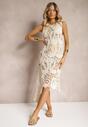 Rochie din Bumbac Oranea Bej Deschis din Dantură Mulată