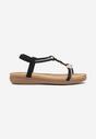 Sandale Negre Slip-On cu Margele Decorative și Pietre Hiramla