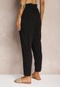 Czarne Spodnie z Bawełny Typu Paper Bag High Waist z Gumką w Talii Kitanea