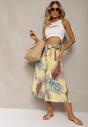 Żółte Plisowane Spodnie z Szerokimi Nogawkami High Waist z Gumką w Talii Alfia