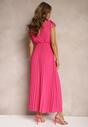 Rochie Clos Fuchsia Pliuri Viscoză și Bumbac Elastic în Talie Yefia