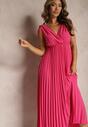 Rochie Clos Fuchsia Pliuri Viscoză și Bumbac Elastic în Talie Yefia