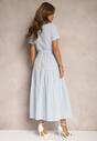 Rochie Albastră Cloș Bluză Bumbac Cu Curea Arosofia