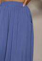 Niebieskie Spodnie z Bawełny High Waist z Szerokimi Nogawkami i Gumką w Pasie Elevevia