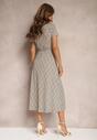 Rochie Cămașă Bej Imprimeu Geometric Cu Nasturi Xarrah