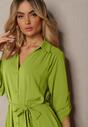 Rochie Cămașă Verde Casual cu Butoane și Buzunare Jezebel