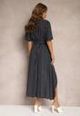 Rochie petrecută bleumarin asimetrică cu curea decorativă cu cataramă Eslefia