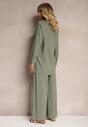 Set Verde Viscoză Pantaloni Largi cu Elastic în Talie Cămașă cu Nasturi Tinamars