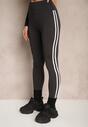 Ciemnoszare Legginsy High Waist z Lampasami Valondra