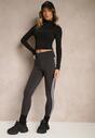 Ciemnoszare Legginsy High Waist z Lampasami Valondra