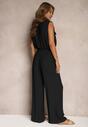 Set Negru din Viscoză Pantaloni Largi cu Elastic în Talie Bluză cu Buzunare Risellesma