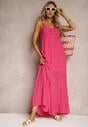 Rochie Fucsia cu Adaos de Bumbac pe Bretele cu Reglare și Elastic în Spate Tinanoras