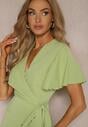 Rochie verde petrecută cu volan decorativ Tinanis