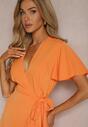 Rochie portocalie tip plic cu volan decorativ Tinanis
