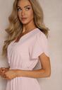 Rochie Roz Xelimia Cu Elastic In Talie Si Volane