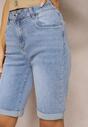 Niebieskie Szorty Jeansowe High Waist z Dodatkiem Bawełny i Przetarciami Nelvanis