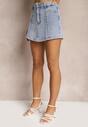 Jasnoniebieskie Spódnico-Szorty Jeansowe High Waist z Bawełny Nellorae