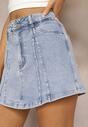 Jasnoniebieskie Spódnico-Szorty Jeansowe High Waist z Bawełny Nellorae
