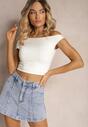 Jasnoniebieskie Spódnico-Szorty Jeansowe High Waist z Bawełny Nellorae