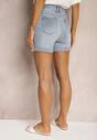 Niebieskie Jeansowe Szorty z Bawełny High Waist Wykończone Przetarciami Nellsine