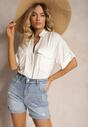 Niebieskie Jeansowe Szorty z Bawełny High Waist Wykończone Przetarciami Nellsine