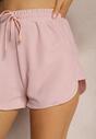 Ciemnoróżowe Dresowe Szorty z Bawełny High Waist z Gumką w Talii Vimalie