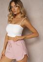 Ciemnoróżowe Dresowe Szorty z Bawełny High Waist z Gumką w Talii Vimalie