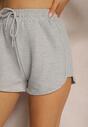 Szare Dresowe Szorty z Bawełny High Waist z Gumką w Talii Vimalie