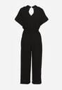 Czarny Taliowany Kombinezon z Wiskozy Zapinany na Guziki Frisea