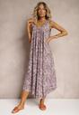Rochie violetă din viscoză cu croială evazată fără mâneci Fradea