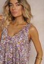 Rochie violetă din viscoză cu croială evazată fără mâneci Fradea