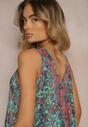 Rochie verde deschis din viscoză cu croială evazată fără mâneci Fradea