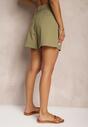 Ciemnozielone Bermudy Szorty High Waist z Bawełny Tiamasa