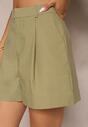 Ciemnozielone Bermudy Szorty High Waist z Bawełny Tiamasa
