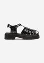 Sandale Gladiator Negre pe Platformă cu Barete Împletite Risartte
