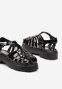 Sandale Gladiator Negre pe Platformă cu Barete Împletite Risartte