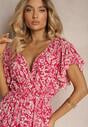 Rochie Fucsia din Bumbac cu Croi Clos Ornată cu Volane și Elastic în Talie Neliaura
