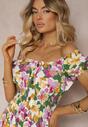 Rochie Vero-Roz Talia Imprimeu Floral din Bumbac cu Elastic in Talie si Nasturi Nelianne