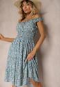 Rochie Bleumarin Clos Talie Cu Croi Evazat Elastic Talie Nelyssa
