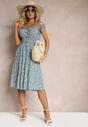 Rochie Bleumarin Clos Talie Cu Croi Evazat Elastic Talie Nelyssa