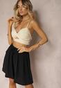 Czarne Szorty w Stylu Bermudów High Waist z Wiskozą i Bawełną oraz Gumką w Pasie Nellsa