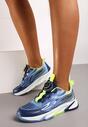 Bleumarin-Verde Pantofi Sport Sneakersi Talpă Plată Sistem Rotire Vimaritta