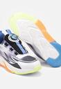Biało-Niebieskie Buty Sportowe Sneakersy na Płaskiej Podeszwie z Regulowanym Pokrętłem Vimaritta