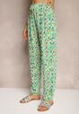 Pantaloni verzi din viscoză cu croială clasică High Waist cu elastic în talie Dalfea