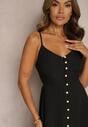 Rochie Neagră Cambrata Cu Nasturi Cu Bretele Reglabile Quafea
