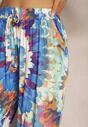 Pantaloni albaștri din viscoză cu croială largă talie înaltă tie dye cu elastic în talie Nalflea
