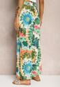 Pantaloni verzi din viscoză cu croială largă talie înaltă tie-dye cu elastic în talie Nalflea