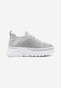 Sneakers Gri cu Partea Superioară Elastică și Perforații Decorative pe Talpă Groasă Frilifea