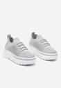 Sneakers Gri cu Partea Superioară Elastică și Perforații Decorative pe Talpă Groasă Frilifea