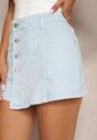 Jasnoniebieskie Denimowe Szorty Imitujące Spódnicę z Bawełny High Waist Nellmina